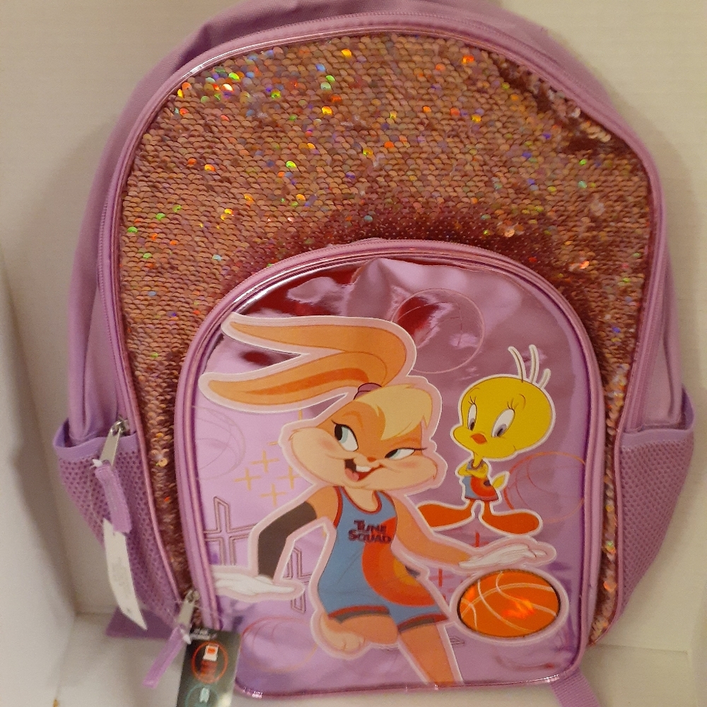 Space Jam Lola Bunny Backpack Looney Tune Squad School Book Bag Tote 16"
